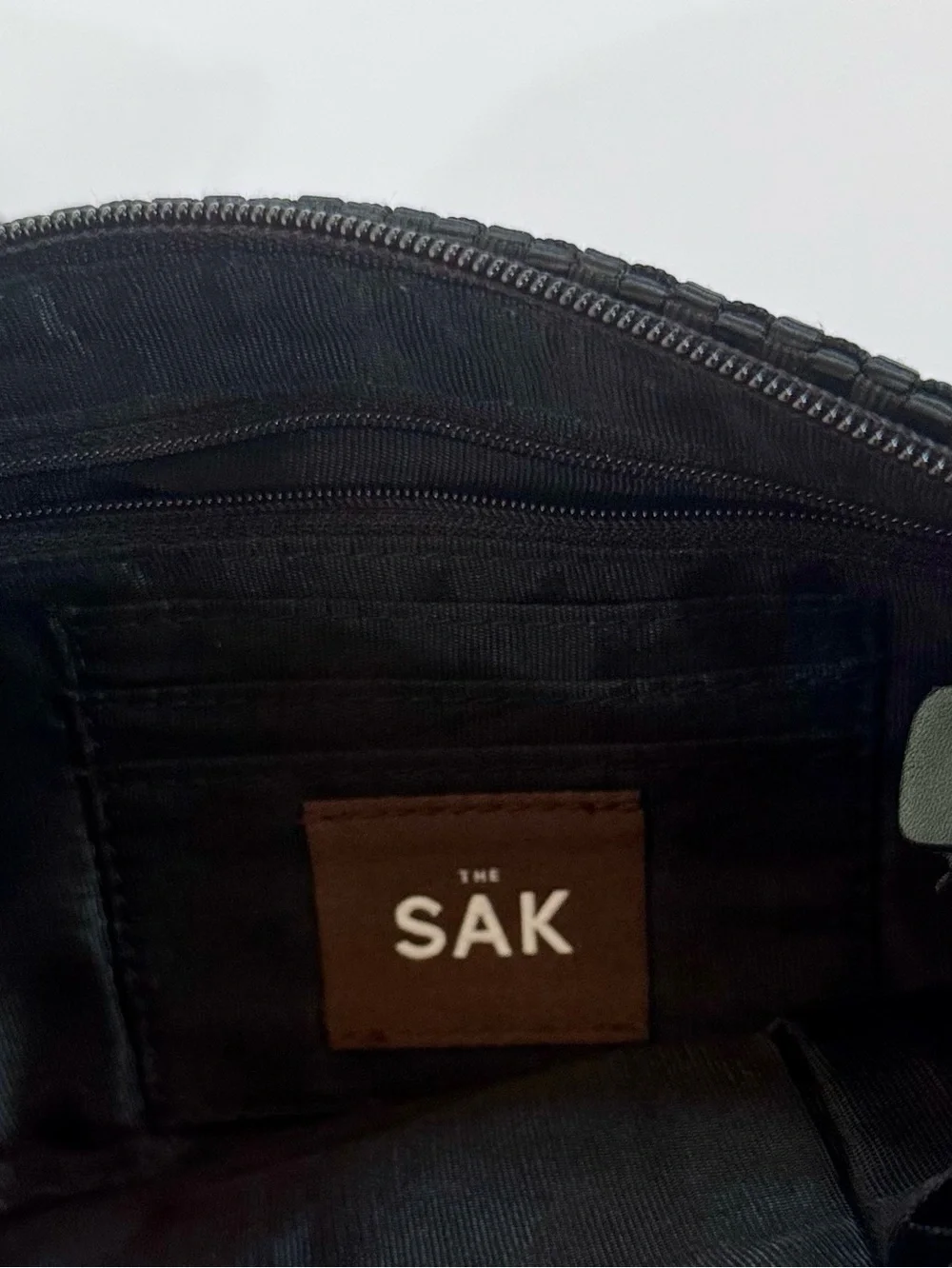 The Sak Black Woven Mini Shoulder Bag Y2K Baguette Purse Braided Strap
